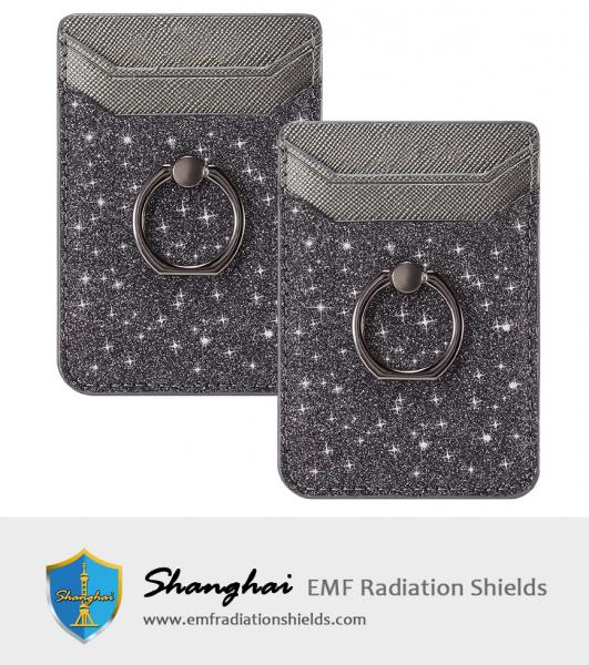 Card Holder for Back of Phone,RFID Blocking Ring Pocket Wallet Stick on Cell Phone Credit for Most Smartphones