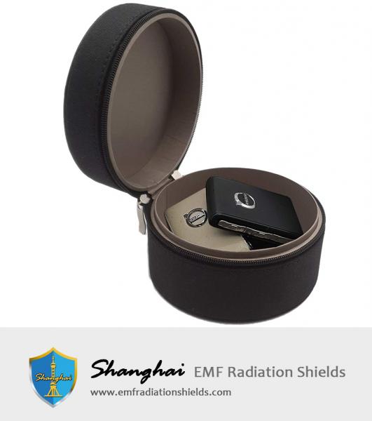 RFID Blocking Round Zip Faraday Case for Keyless Car Theft Prevention