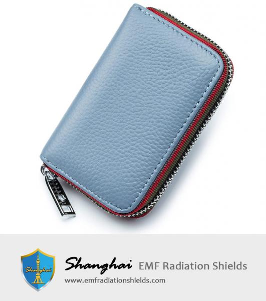 RFID Credit Card Holder For Women Men Small Zipper Leather Card Wallet